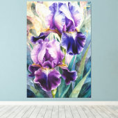 *~* Pastels Bloemen Artsy Iris Schilderen AP84 Canvas Afdruk (Insitu (Houten vloer))