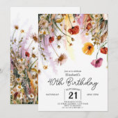 Pastels Bloemen Wildbloemen 40e verjaardag Kaart (Voorkant / Achterkant)