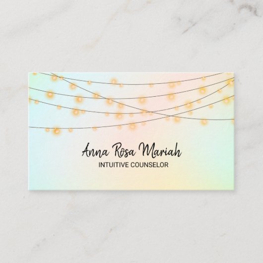 *~* Pastels Blush String Lights Spiritueel Yoga Visitekaartje (Voorkant)