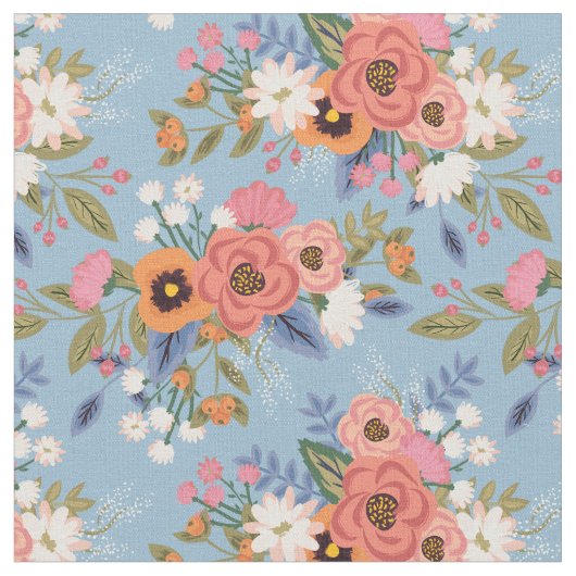 Pastels Boho Floral Bouquets Pattern Stof (Close Up)