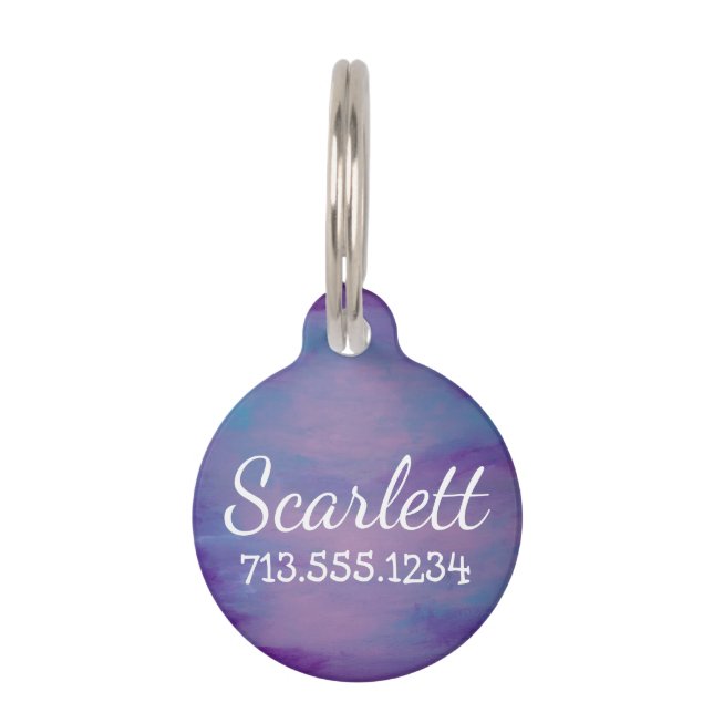  pastels | Cute Pink Cloud Paars Blue Sky Huisdierpenning (Voorkant)