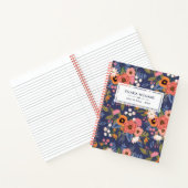 Pastels & Dark Blue Boho Floral Pattern Name Notitieboek (Binnen)