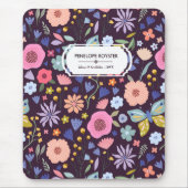 Pastels & Dark Plum Floral Pattern Name Mouse Pad Muismat (Voorkant)