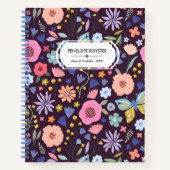 Pastels & Dark Plum Floral Pattern Name Notebook Notitieboek (Voorkant)