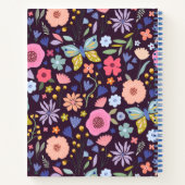 Pastels & Dark Plum Floral Pattern Name Notebook Notitieboek (Achterkant)