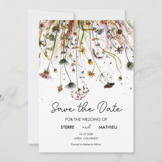 Pastels Eenvoudige Wildbloemen Save The Date (Voorkant)
