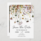 Pastels Eenvoudige Wildbloemen Save The Date (Voorkant / Achterkant)