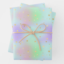 Pastels en Gouden Glitterontwerp Inpakpapier Vel