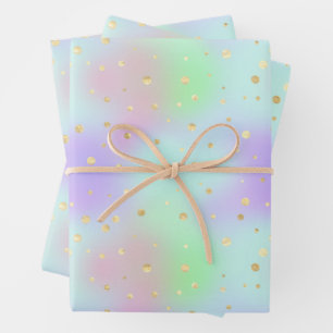 Pastels en Gouden Glitterontwerp Inpakpapier Vel