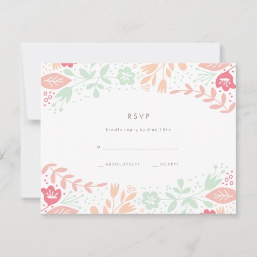 Pastels Floral Grace Wedding RSVP-kaart RSVP Kaartje (Voorkant)