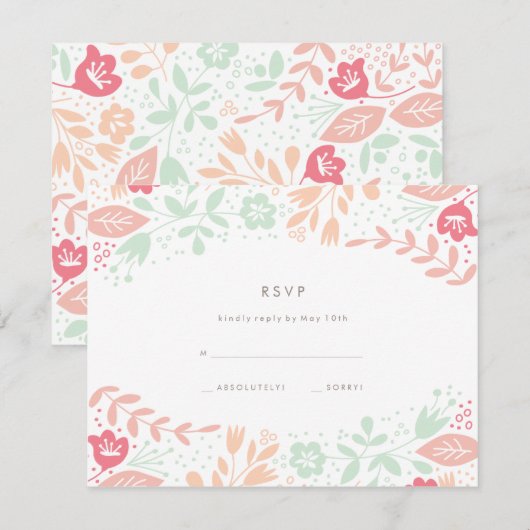 Pastels Floral Grace Wedding RSVP-kaart RSVP Kaartje (Voorkant / Achterkant)