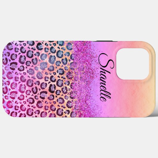 Pastels Glittery Silver Leopard gepersonaliseerd Case-Mate iPhone Case (Achterkant (horizontaal))