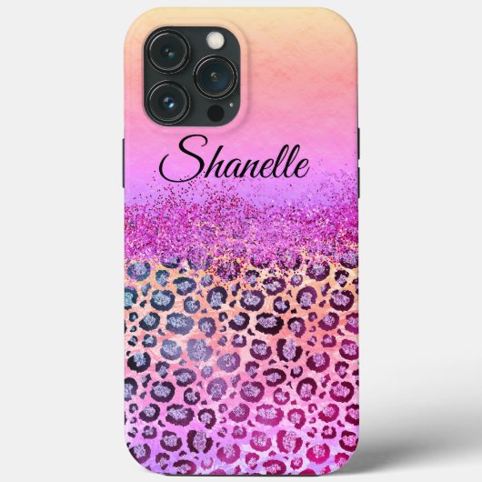 Pastels Glittery Silver Leopard gepersonaliseerd Case-Mate iPhone Case (Achterkant)