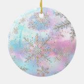  pastels Gouden Sneeuwvlokken Vrolijk Kerstfeest Keramisch Ornament (Achterkant)