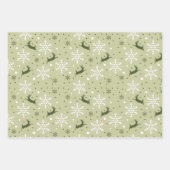 Pastels Groen wit Kerstboom Sneeuwvlokken Set Inpakpapier Vel (Voorkant 3)