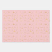 Pastels met Elegante Gouden Kerstboom Doodles Inpakpapier Vel (Voorkant 3)
