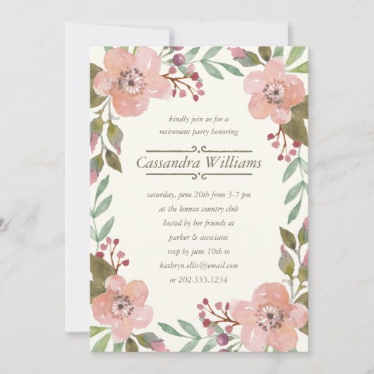 pastels | Pensioenpartij Floral Wreator Kaart (Voorkant)