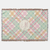 pastels plaid summertime roze munt met monogram deken (Voorkant)