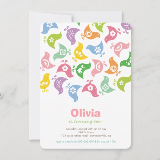 Pastels Retro Chicks Girl Birthday Party Invite Kaart (Voorkant)