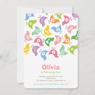 Pastels Retro Chicks Girl Birthday Party Invite Kaart