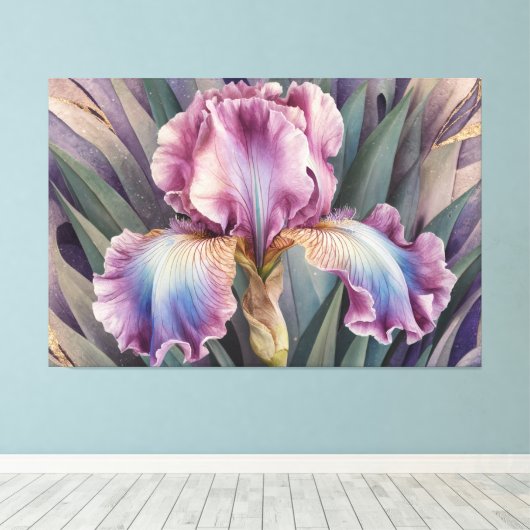 *~* Pastels Roze IRIS Irissen Bloemen TV2 Canvas Afdruk (Insitu (Houten vloer))