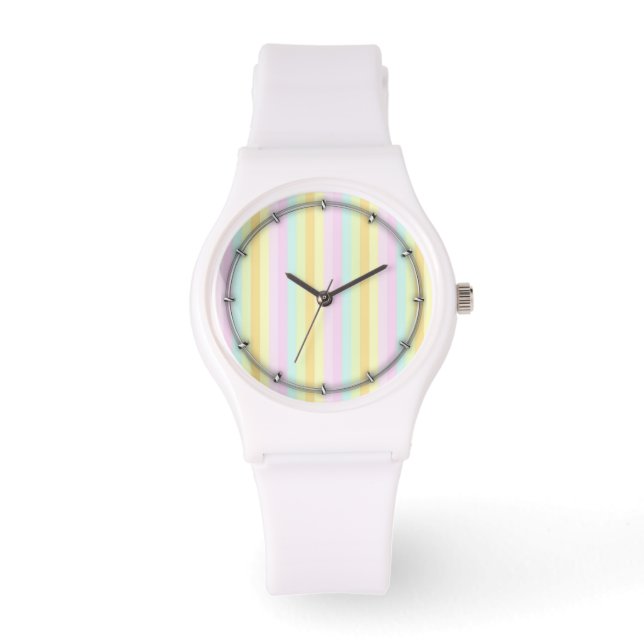 Pastels verticale strepen horloge (Voorkant)