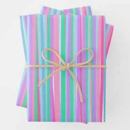  pastels verticale strepen inpakpapier vel