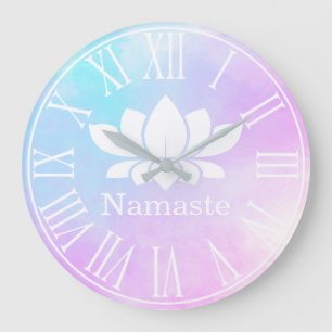 Pastels White Lotus Flower Namaste Yoga Grote Klok