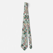 Pastelsalie Groen Geel Daisy Bloemen Roze Rozen Stropdas (Voorkant)