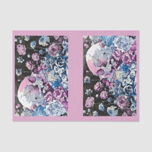  pastelschedel en bloemendecoupage L&R 145 Tissuepapier (Voorkant)