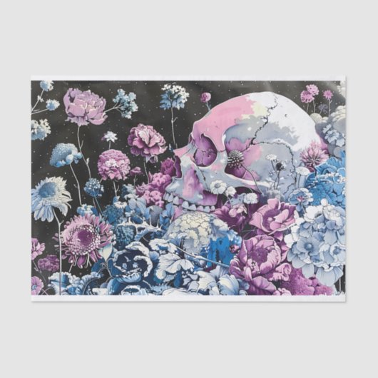 pastelschedel en bloemendecoupage rechts 145 tissuepapier (Voorkant)