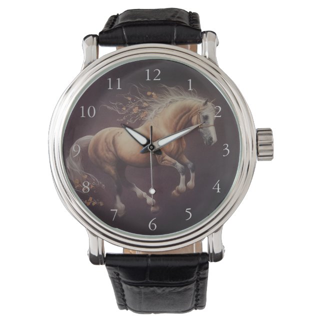 Pastelschilderij van een rennend paard horloge (Voorkant)
