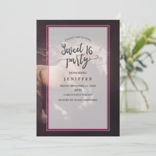 Pastelschilderij van een rennend paard kaart (Staand voorkant)