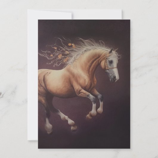 Pastelschilderij van een rennend paard kaart (Achterkant)