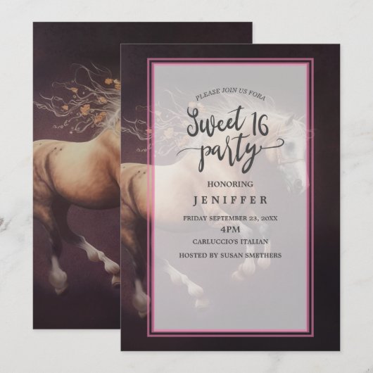 Pastelschilderij van een rennend paard kaart (Voorkant / Achterkant)