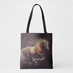 Pastelschilderij van een rennend paard tote bag