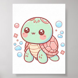 Pastelschildpad ontwerp, zachte kleur schildpad ku poster
