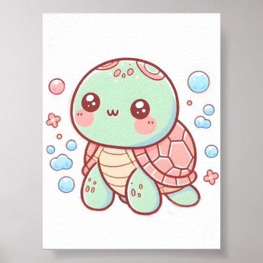Pastelschildpad ontwerp, zachte kleur schildpad ku poster (Voorkant)