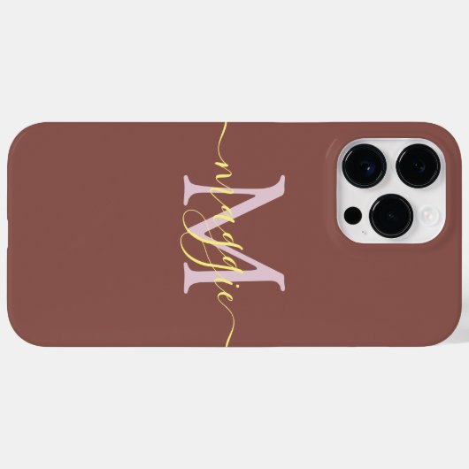 Pastelscript Monogram gepersonaliseerde telefoonho Case-Mate iPhone Case (Achterkant (horizontaal))