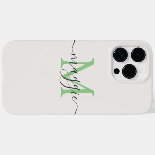 Pastelscript Monogram gepersonaliseerde telefoonho Case-Mate iPhone Case (Achterkant (horizontaal))