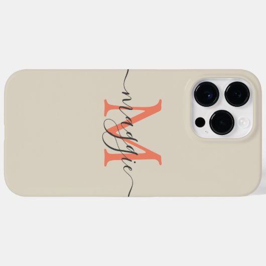 Pastelscript Monogram gepersonaliseerde telefoonho Case-Mate iPhone Case (Achterkant (horizontaal))