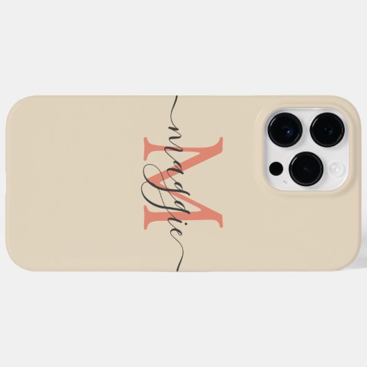 Pastelscript Monogram gepersonaliseerde telefoonho Case-Mate iPhone Case (Achterkant (horizontaal))