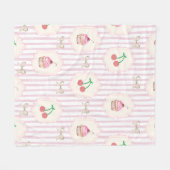 Pastelstrepen Waterverf cupcakes Roze achtergrond Fleece Deken (Voorkant (Horizontaal))