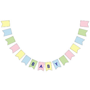 Pastelstropen Roze, geel, blauw, groen Baby Vlaggetjes