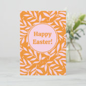  pasteltakken - oranje en roze Pasen Feestdagenkaart (Staand voorkant)