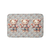Pastelteddybeer die bloem vasthoudt die overalls d badmat (Voorkant)
