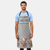 Pastelteddybeer die bloem vasthoudt die overalls d schort (Gedragen)