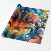 Pasteltekening Abstract Bubble Biologisch Kleurrij Cadeaupapier (Uitgerold)