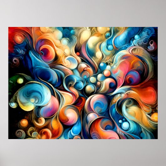 Pasteltekening Abstract Bubble Biologisch Kleurrij Poster (Voorkant)