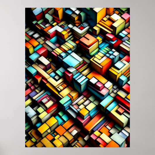 Pasteltekening Abstract Dimensionaal Verticaal Poster (Voorkant)